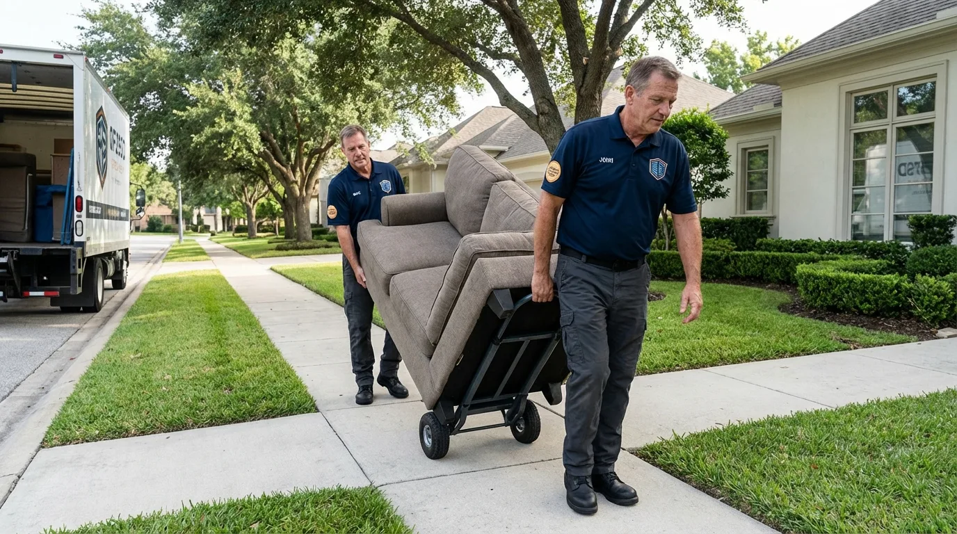 Local residential moving crew loading furniture in Thurmont, MD